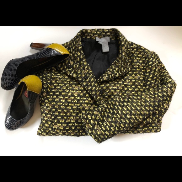 [Eccoci] Brown-Green Tweed Lined Jacket Sz: 4 - Picture 2 of 8